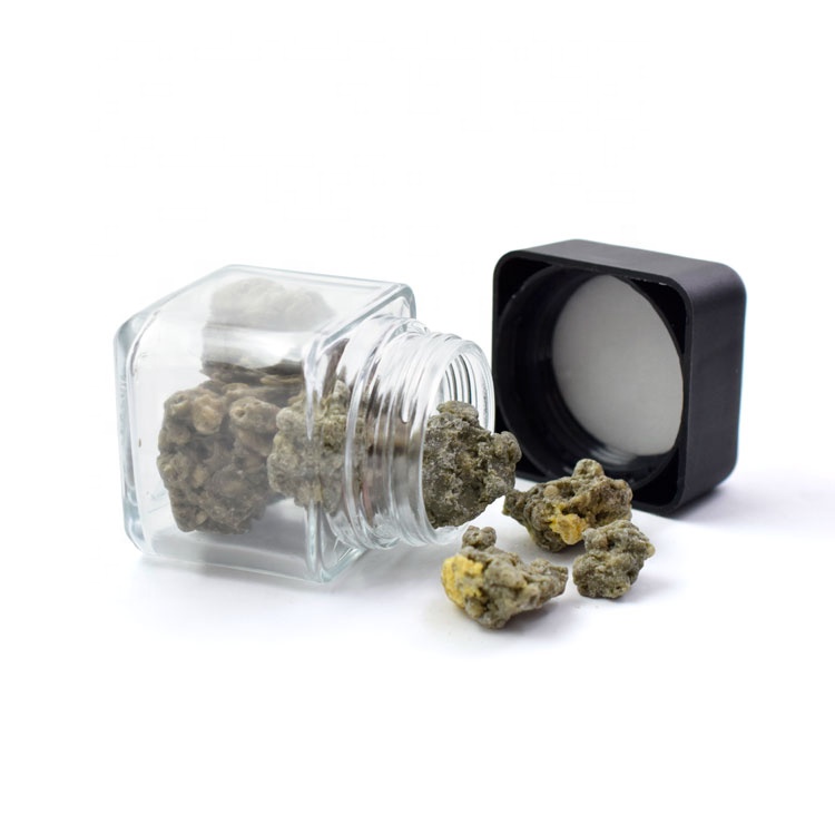 Square glass jar bud flower weed packaging storage squire concentrate glass jar with child proof cap