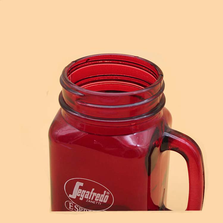 Square glass wide mouth colored mason jar mug
