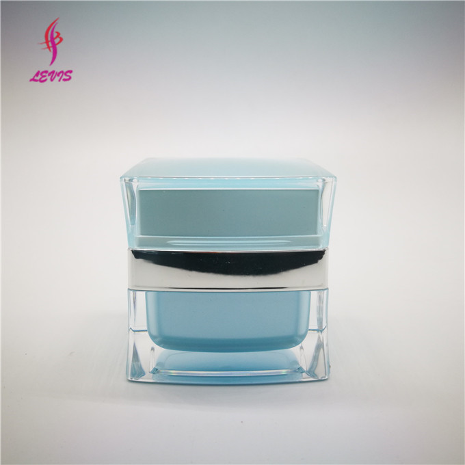 Square light blue cream acrylic cosmetic jar
