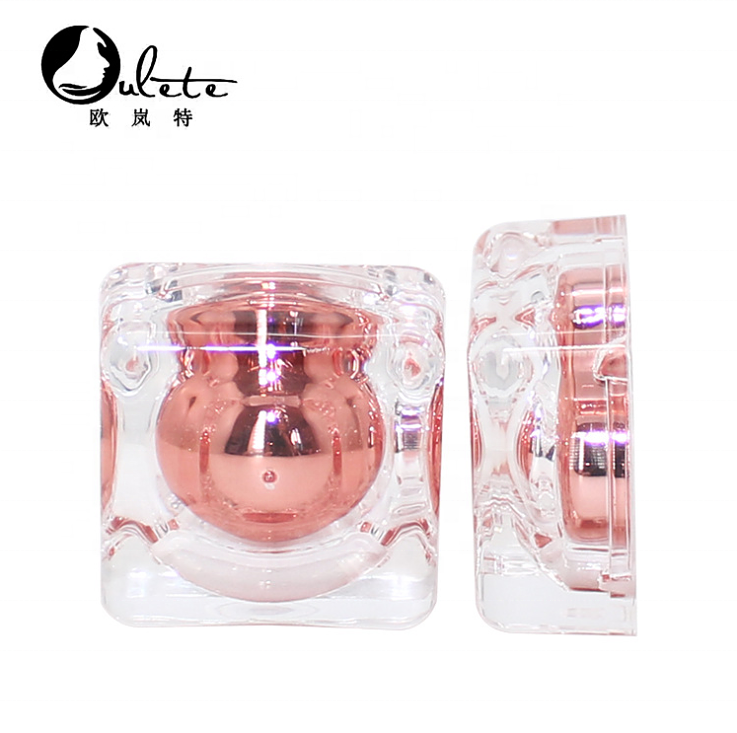 Square rose gold empty plastic cosmetic cream jar gel container pot 15ml 30ml 50ml