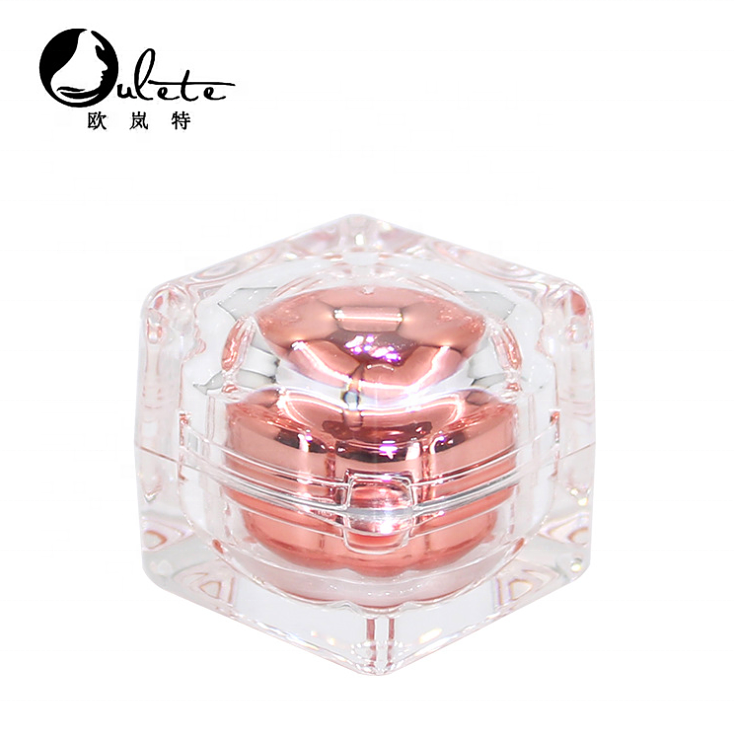 Square rose gold empty plastic cosmetic cream jar gel container pot 15ml 30ml 50ml