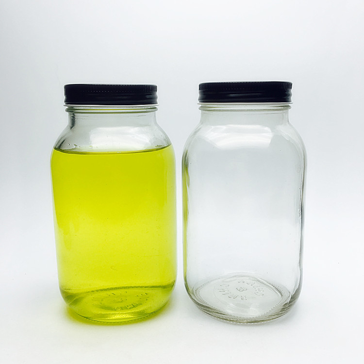 Square round 32oz glass mason jar with screw top lid for pickle honey