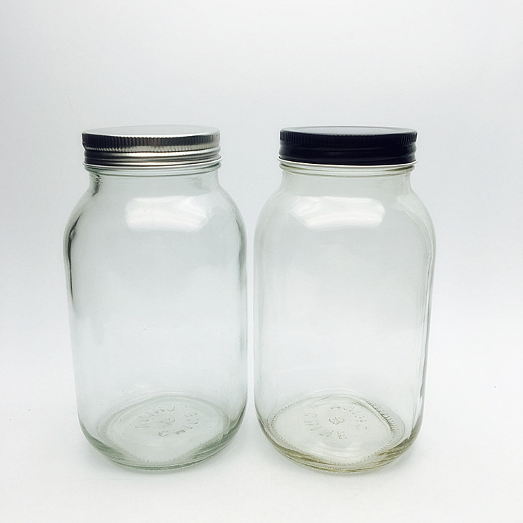 Square round 32oz glass mason jar with screw top lid for pickle honey