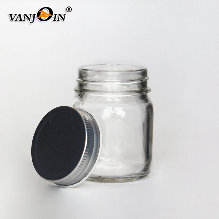 Square round shape 150ml 5oz glass mason jar with screw top lid for jam jelly