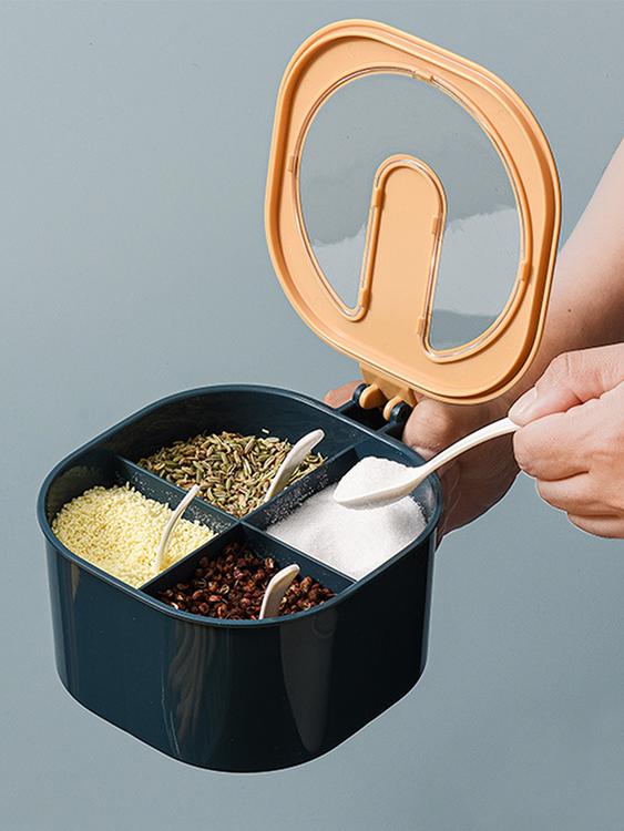 Square seasoning box transparent lid exquisite square shape with lid integrated seasoning box kitchen storage tool