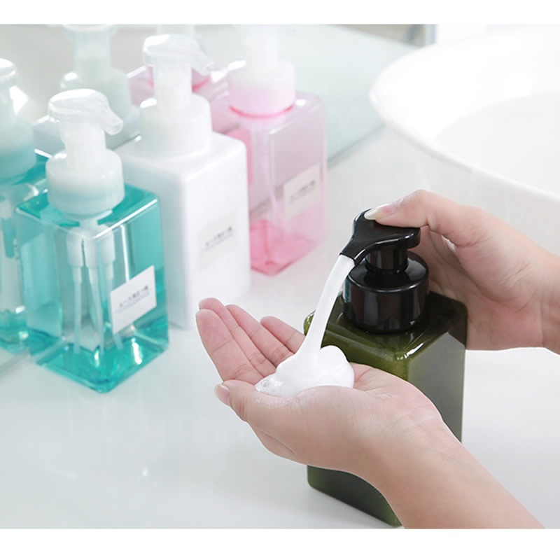 Square shape pump cosmetic package 250 450ml PETG foaming bottle plastic bottle for Skin care