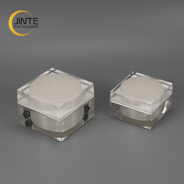 Square shape white plastic empty cosmetic cream jar for cosmetic face cream