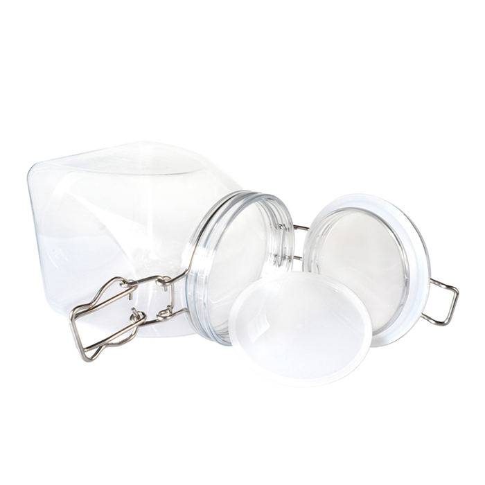 Square small plastic cruet bottle with hole metal lid for restaurant or home use