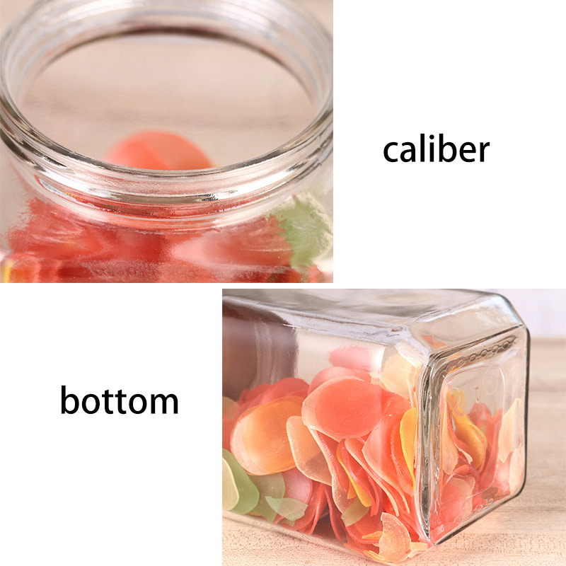 Square tea packaging tin box glass storage bottles fancy glass jars with lids