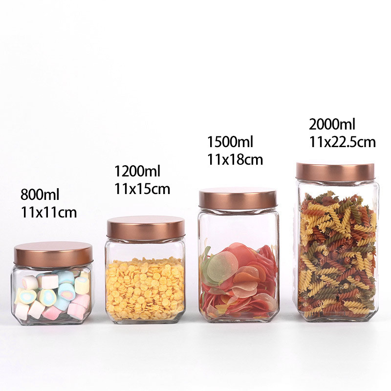 Square tea tins fancy lid glass storage bottles fancy glass jars with lids