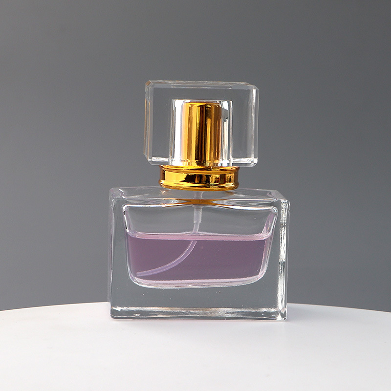 Square vintage glass perfume bottle Rectangle Empty Clear Perfume Glass Bottle with Square Cap