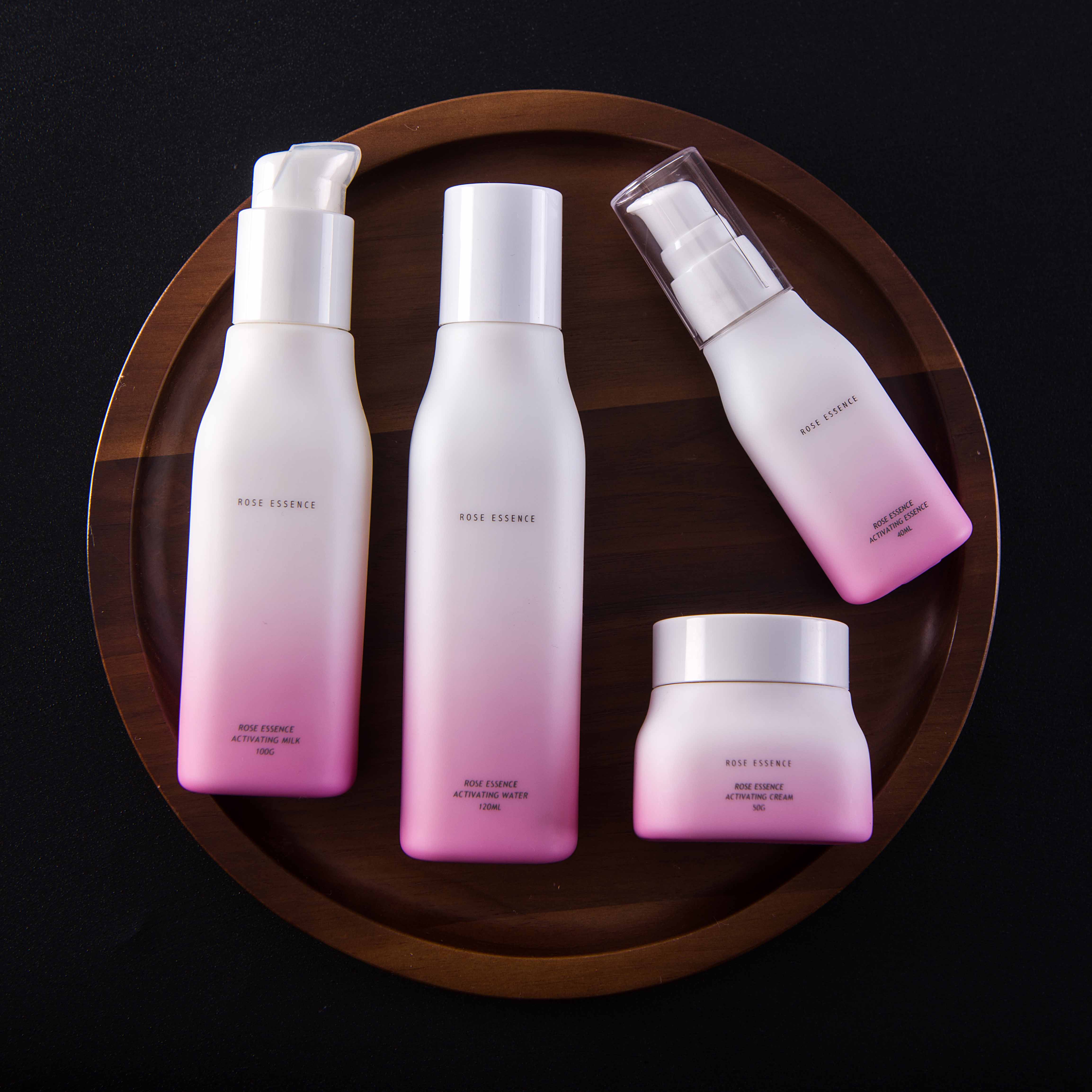 Square white bottles with matt finish for lotion / serum/cream cosmetic packing