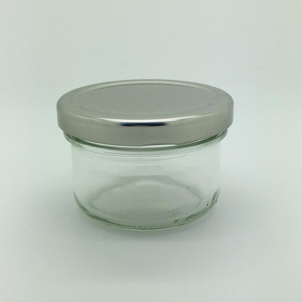 Squat Round Glass Doritos Jars 8oz 200 ml Dips Relish C/W 70mm Lids
