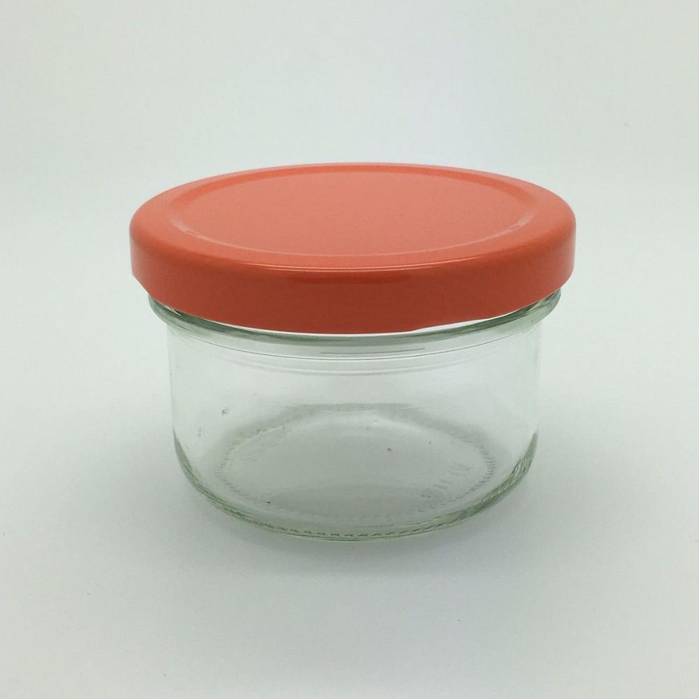 Squat Round Glass Doritos Jars 8oz 200 ml Dips Relish C/W 70mm Lids