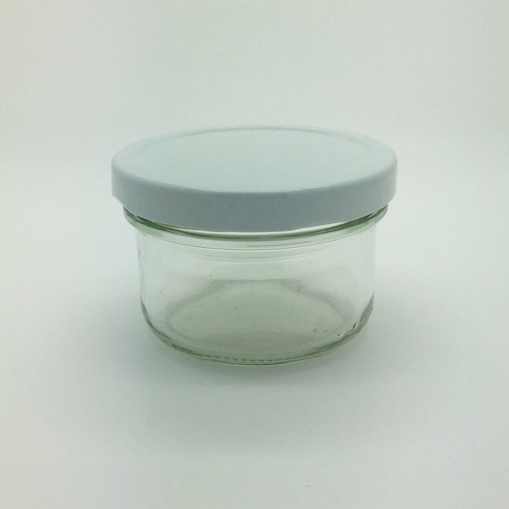Squat Round Glass Doritos Jars 8oz 200 ml Dips Relish C/W 70mm Lids