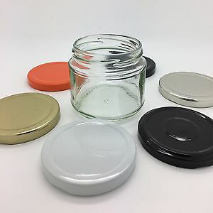 Squat Round Glass Doritos Jars 8oz 200ml Dip Relish C/W 70mm Lids