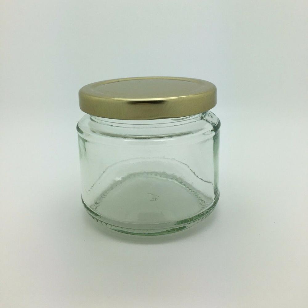 Squat Round Glass Doritos Jars 8oz 200ml Dip Relish C/W 70mm Lids