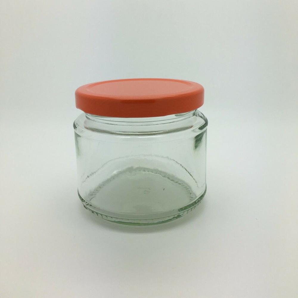 Squat Round Glass Doritos Jars 8oz 200ml Dip Relish C/W 70mm Lids