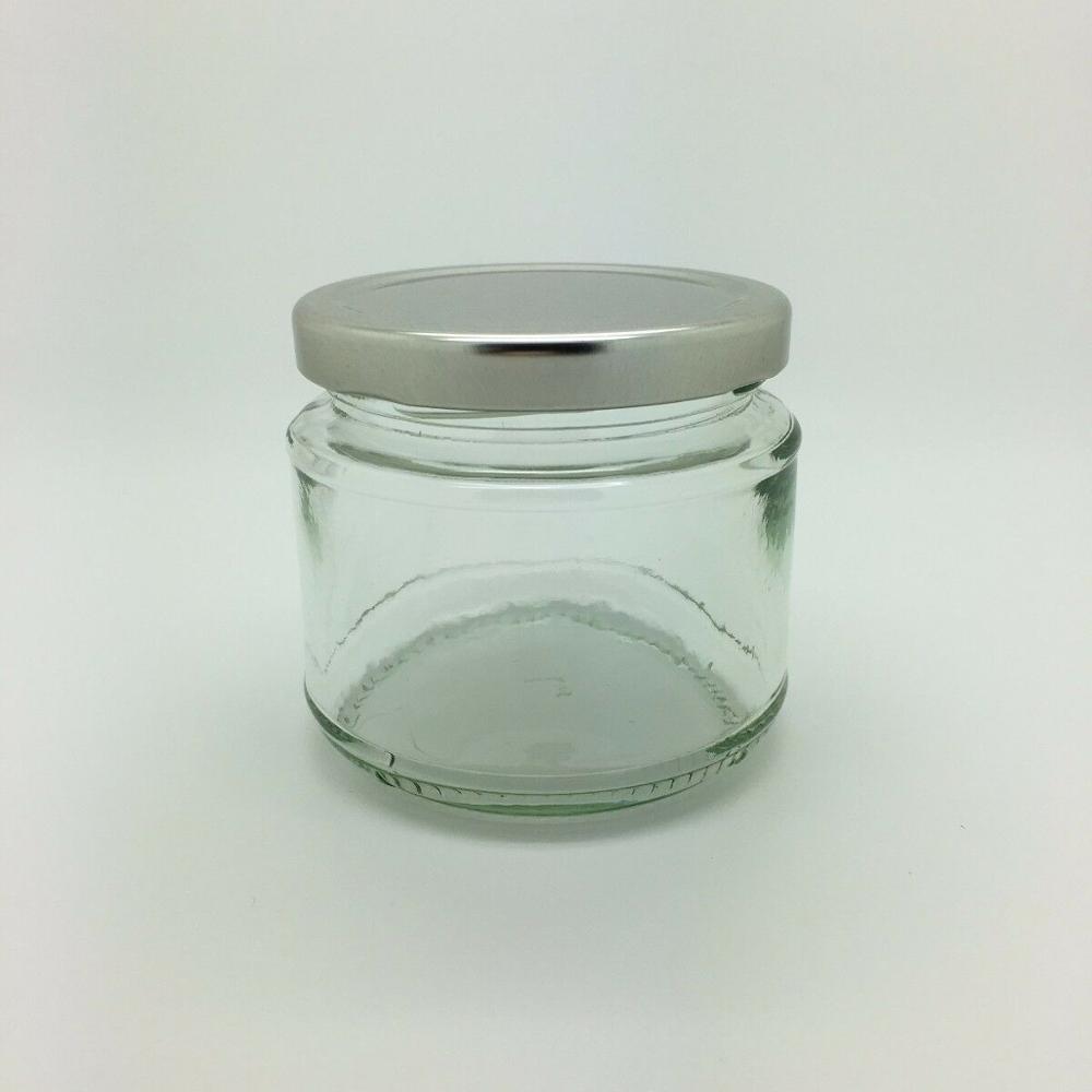 Squat Round Glass Doritos Jars 8oz 200ml Dip Relish C/W 70mm Lids
