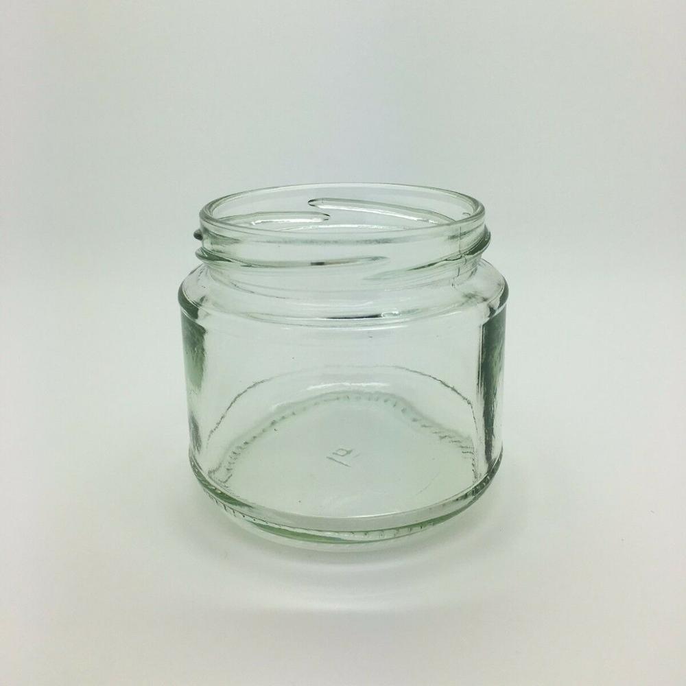 Squat Round Glass Doritos Jars 8oz 200ml Dip Relish C/W 70mm Lids
