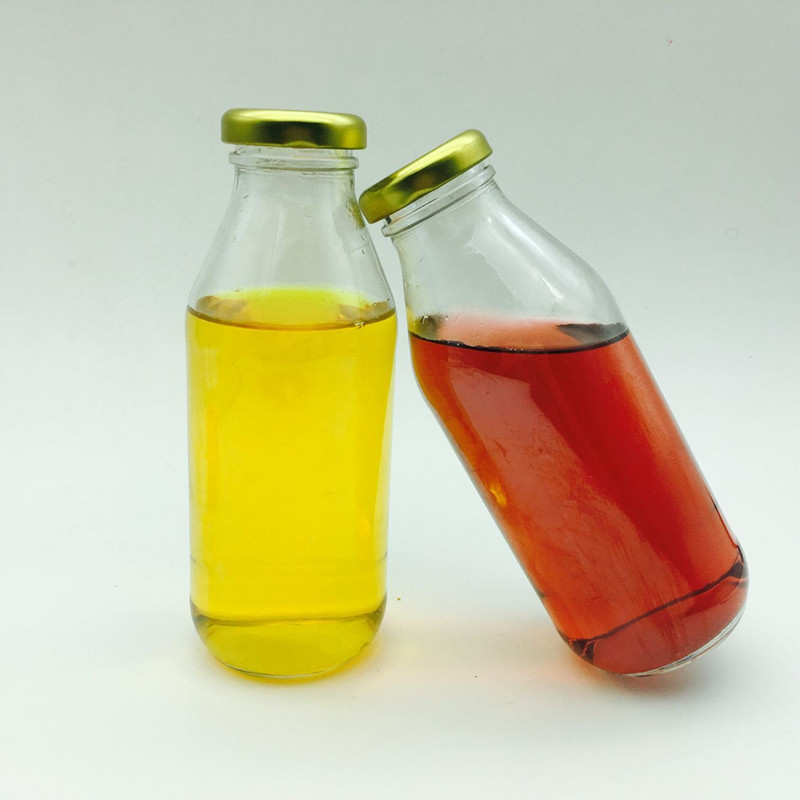 Sri Lanka custom12oz 350ml empty round glass orange juice bottle with metal lid beverage bottle clear glass with metal lid