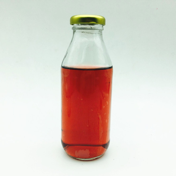 Sri Lanka custom12oz 350ml empty round glass orange juice bottle with metal lid beverage bottle clear glass with metal lid