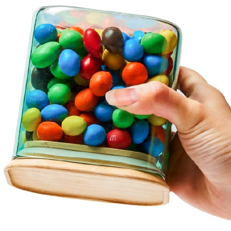 Stackable Bamboo Lid Colored Square High Borosilicate Jar Canister Set
