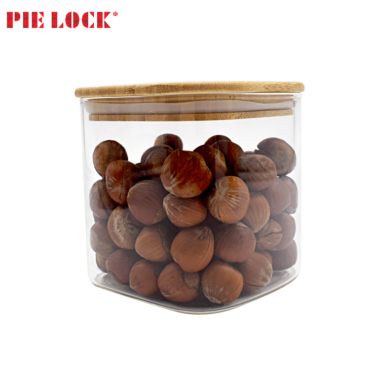 Stackable Kitchen Canisters Set, Clear Glass Jars for Home Kitchen Glass Jars for Food Storage Glass Jars with Bamboo Lid