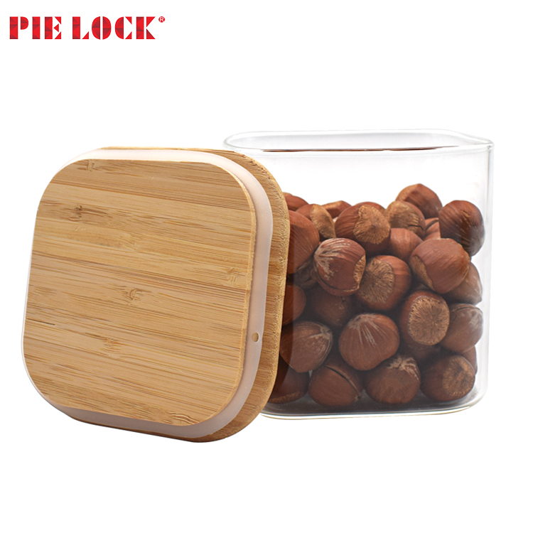 Stackable Kitchen Canisters Set, Clear Glass Jars for Home Kitchen Glass Jars for Food Storage Glass Jars with Bamboo Lid
