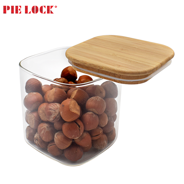 Stackable Kitchen Canisters Set, Clear Glass Jars for Home Kitchen Glass Jars for Food Storage Glass Jars with Bamboo Lid