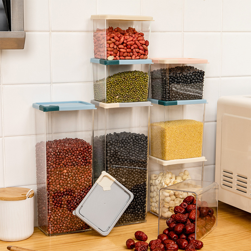 Stackable Kitchen Canisters Set Pack Clear Glass Food Storage Jars Containers with Airtight Bamboo Lid
