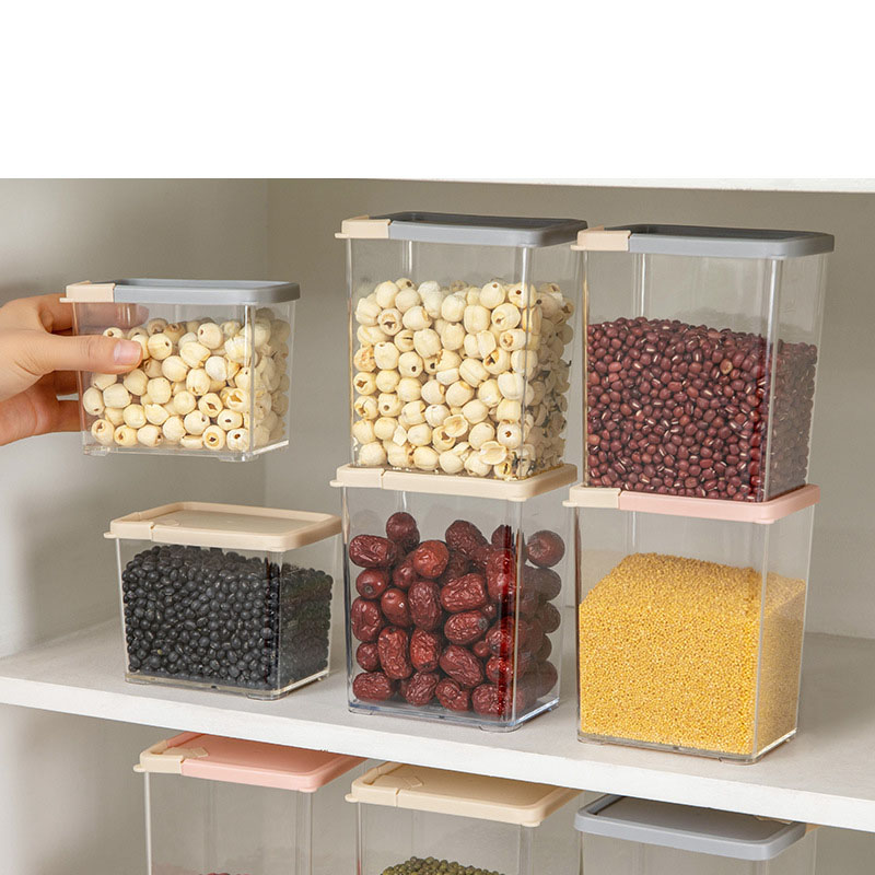 Stackable Kitchen Canisters Set Pack Clear Glass Food Storage Jars Containers with Airtight Bamboo Lid