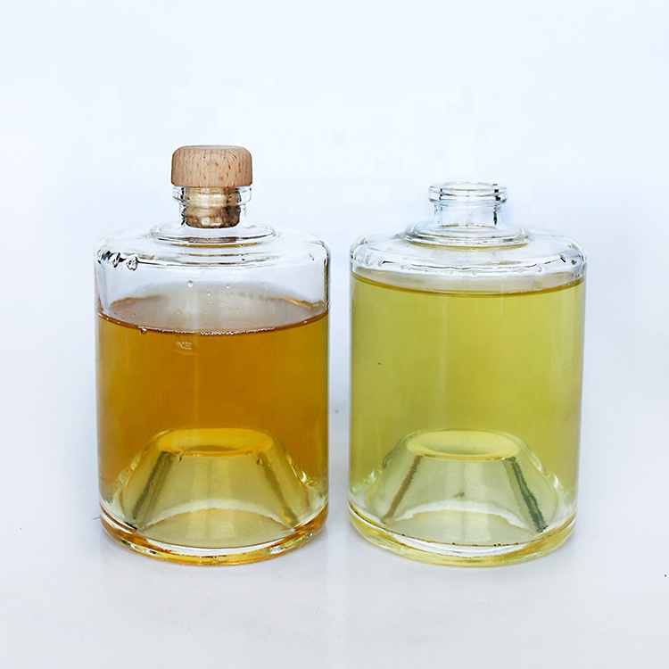 Stackable Round 200ml 375ml Mini Liquor Bottles Reed Diffuser Bottle With Wooden Lid For Wine