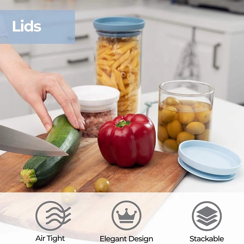 Stackable glass storage tank with lid and silicone sealed food storage tank