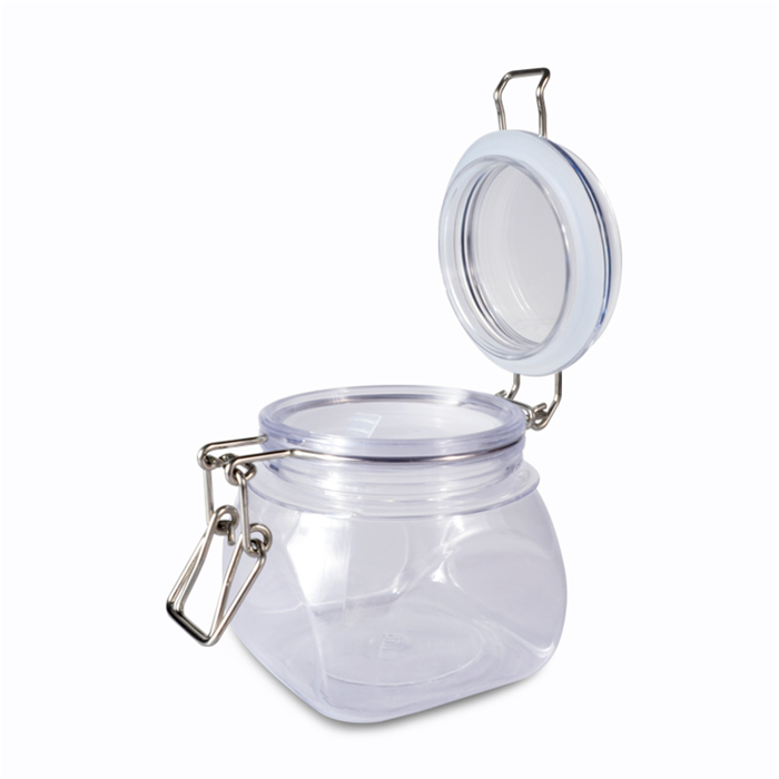 Stackable plastic food canister set airtight metal screw lid plastic storage packing jar