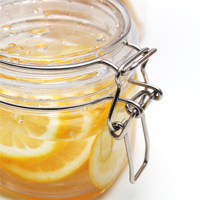 Stackable plastic food canister set airtight metal screw lid plastic storage packing jar