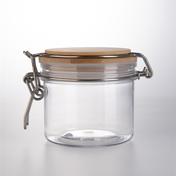 Stackable plastic food canister set airtight metal screw lid plastic storage packing jar