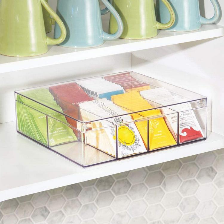 Stackable plastic tea storage bag kitchen cabinet countertop storage box pod cup condiment accessory rack