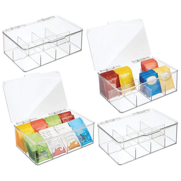 Stackable plastic tea storage bag kitchen cabinet countertop storage box pod cup condiment accessory rack