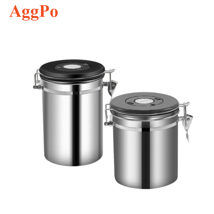 Stainless Steel Airtight Coffee Canisters with Scoop, Kitchen Food Storage Container with Date Tracker for Beans, Tea and so on