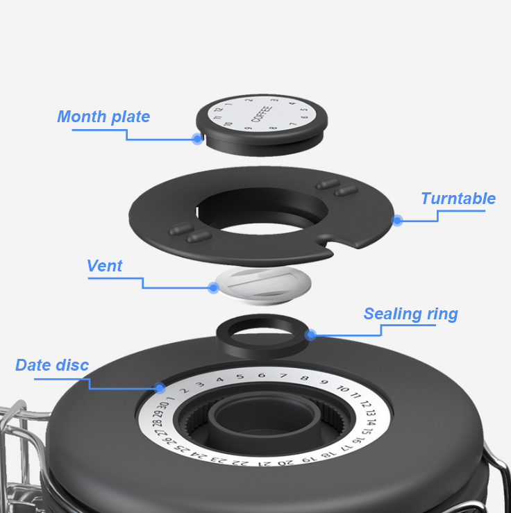 Stainless Steel Airtight Coffee Canisters with Scoop, Kitchen Food Storage Container with Date Tracker for Beans, Tea and so on