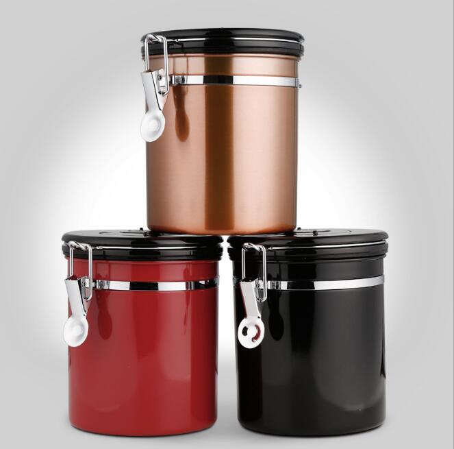 Stainless Steel Coffee Canisters With Sealed Easy-Locking Lids Bean Containers For Kitchen Coffee Tea Sugar
