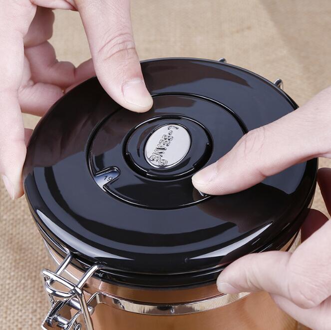Stainless Steel Coffee Canisters With Sealed Easy-Locking Lids Bean Containers For Kitchen Coffee Tea Sugar