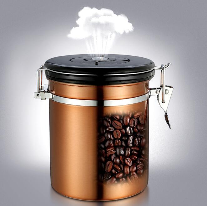 Stainless Steel Coffee Canisters With Sealed Easy-Locking Lids Bean Containers For Kitchen Coffee Tea Sugar