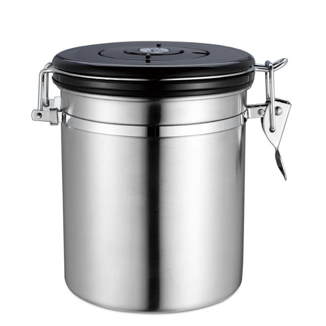 Stainless Steel Coffee Canisters With Sealed Easy-Locking Lids Bean Containers For Kitchen Coffee Tea Sugar