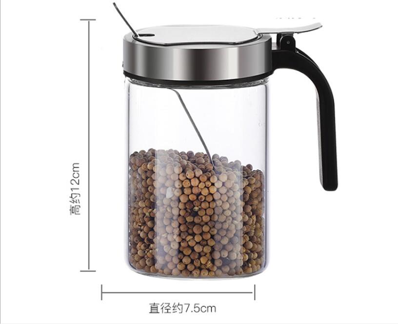 Stainless Steel Kitchen Spice Kit Bottles Pepper Glass Seasoning Tank box with Spoon Seasoning Jars Container Food Storage 2021