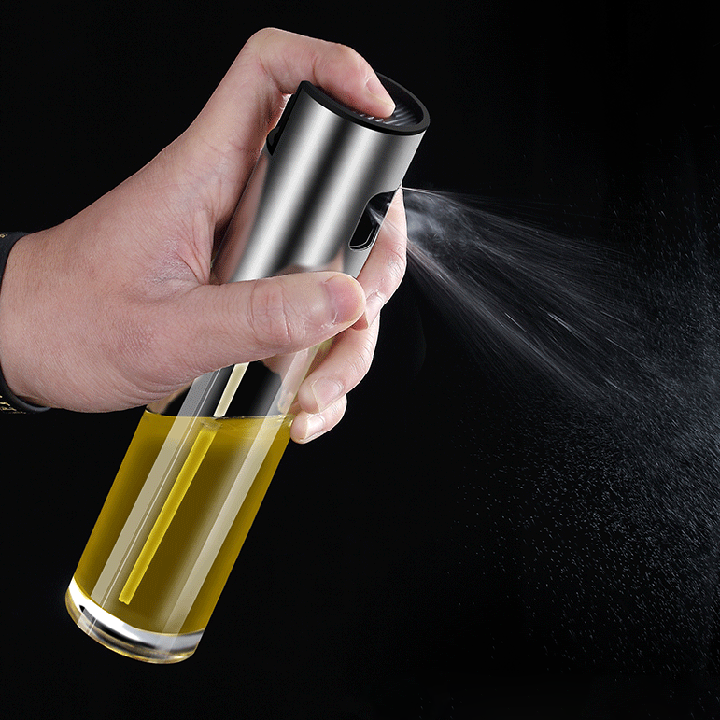 Stainless Steel Oil Sprayer Glass Bottle Dispenser, Household Kitchen BBQ Saving Oil Kettle, Cooking Oil Mist Pump Sprayer