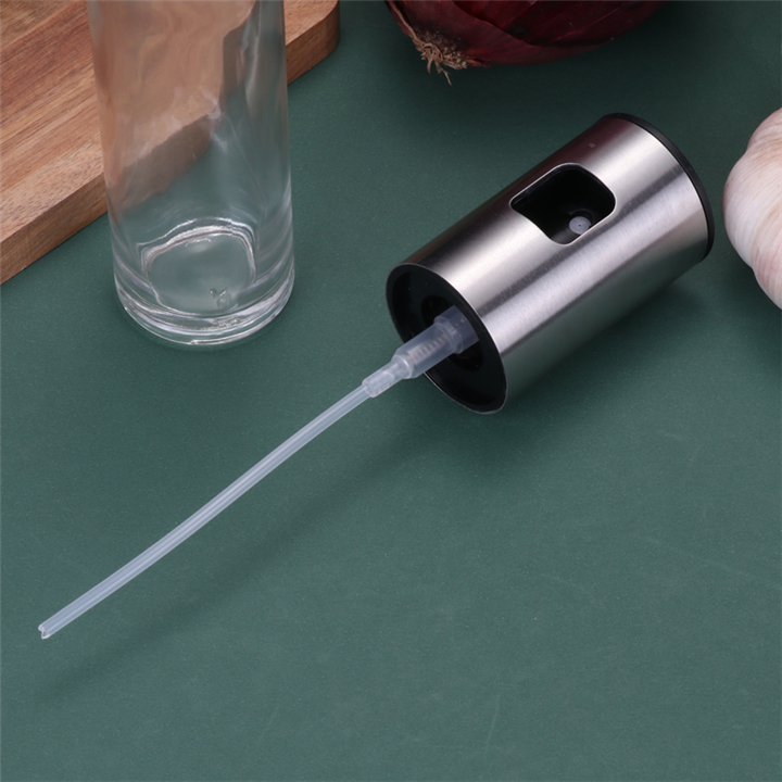 Stainless Steel Oil Sprayer Glass Bottle Dispenser, Household Kitchen BBQ Saving Oil Kettle, Cooking Oil Mist Pump Sprayer