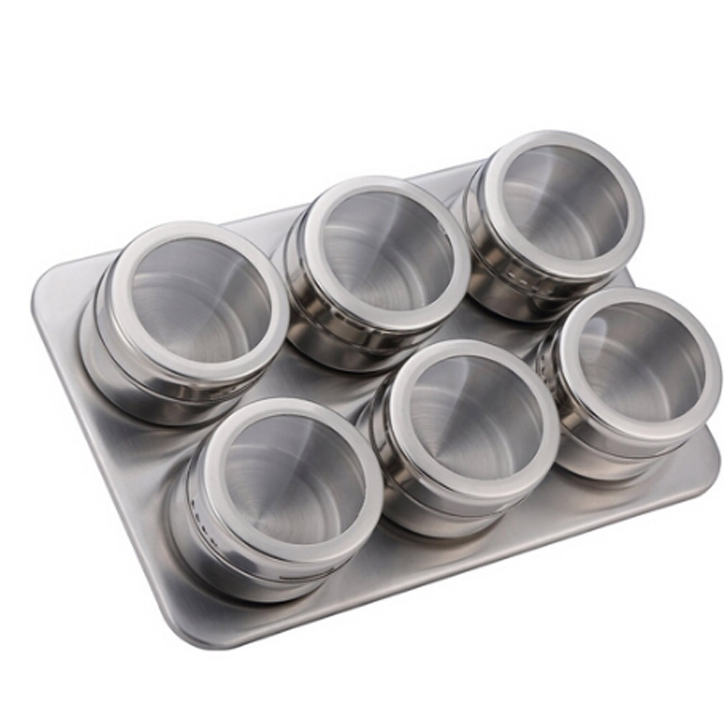 Stainless Steel Spice Container with Rack Magnetic Spice Jar Set