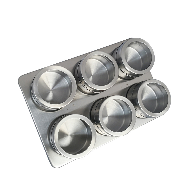 Stainless Steel Spice Container with Rack Magnetic Spice Jar Set